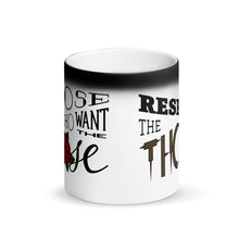 Load image into Gallery viewer, Those Who Want the Rose Must Respect the Thorns Matte Black Magic Mug
