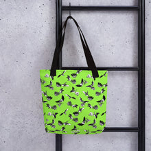 Load image into Gallery viewer, Bats &amp; Flowers Tote Bag Lime Green
