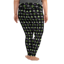 Load image into Gallery viewer, Plus Size Skull Hearts Leggings Purple &amp; Green
