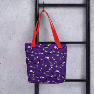 Bats & Flowers Tote Bag Purple