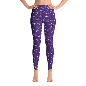 Bats & Flowers Yoga Leggings Purple