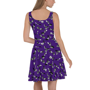 Bats & Flowers Skater Dress Purple