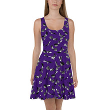 Load image into Gallery viewer, Bats &amp; Flowers Skater Dress Purple
