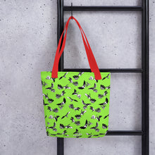 Load image into Gallery viewer, Bats &amp; Flowers Tote Bag Lime Green
