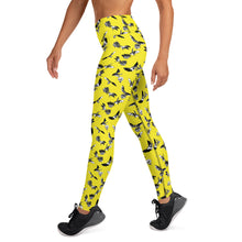Load image into Gallery viewer, Bats &amp; Flowers Yoga Leggings Yellow
