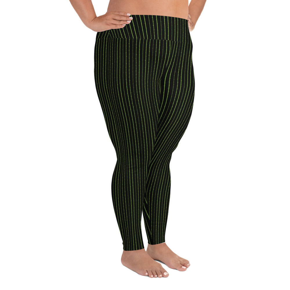 Thorn Stripe Plus Size Leggings in Black & Green – Witching Hour Design