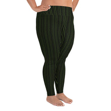 Load image into Gallery viewer, Thorn Stripe Plus Size Leggings in Black &amp; Green
