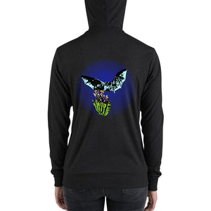 Night Flight Bats & Flowers zip hoodie