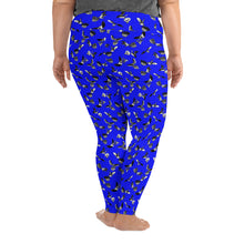 Load image into Gallery viewer, Plus Size Bats &amp; Flowers Leggings Blue

