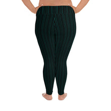 Load image into Gallery viewer, Thorn Stripe Plus Size Leggings in Black &amp; Teal
