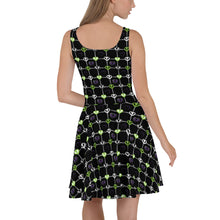Load image into Gallery viewer, Skull Hearts Skater Dress Purple &amp; Green
