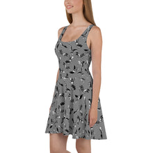 Load image into Gallery viewer, Bats &amp; Flowers Skater Dress Grey
