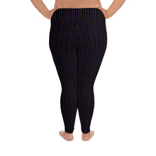 Load image into Gallery viewer, Thorn Stripe Plus Size Leggings in Black &amp; Purple
