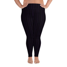 Load image into Gallery viewer, Thorn Stripe Plus Size Leggings in Black &amp; Purple
