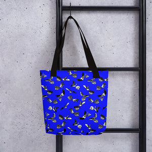 Bats & Flowers Tote Bag Blue