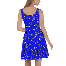 Load image into Gallery viewer, Bats &amp; Flowers Skater Dress Blue
