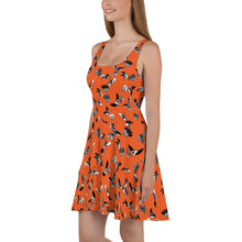 Load image into Gallery viewer, Bats &amp; Flowers Skater Dress Orange
