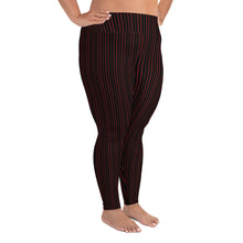 Load image into Gallery viewer, Thorn Stripe Plus Size Leggings in Black &amp; Red
