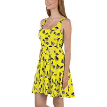 Load image into Gallery viewer, Bats &amp; Flowers Skater Dress Yellow
