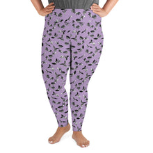 Load image into Gallery viewer, Plus Size Bats &amp; Flowers Leggings Pastel Pink

