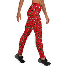 Load image into Gallery viewer, Bats &amp; Flowers Yoga Leggings Red
