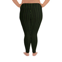 Load image into Gallery viewer, Thorn Stripe Plus Size Leggings in Black &amp; Green
