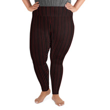 Load image into Gallery viewer, Thorn Stripe Plus Size Leggings in Black &amp; Red
