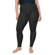 Load image into Gallery viewer, Thorn Stripe Plus Size Leggings in Black &amp; White
