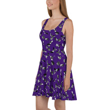 Load image into Gallery viewer, Bats &amp; Flowers Skater Dress Purple
