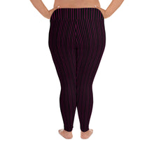 Load image into Gallery viewer, Thorn Stripe Plus Size Leggings in Black &amp; Pink
