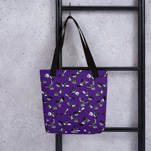 Bats & Flowers Tote Bag Purple