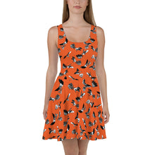 Load image into Gallery viewer, Bats &amp; Flowers Skater Dress Orange

