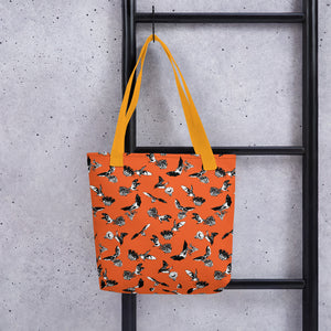 Bats & Flowers Tote Bag Orange