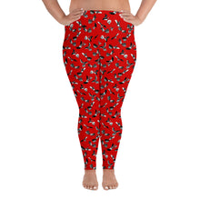 Load image into Gallery viewer, Plus Size Bats &amp; Flowers Leggings Red
