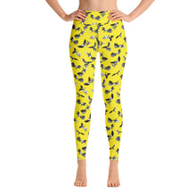 Load image into Gallery viewer, Bats &amp; Flowers Yoga Leggings Yellow
