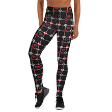 Load image into Gallery viewer, Skull Hearts Yoga Leggings Red &amp; Purple
