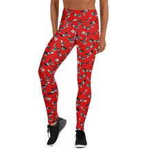 Load image into Gallery viewer, Bats &amp; Flowers Yoga Leggings Red
