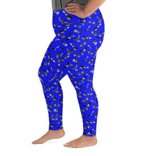 Load image into Gallery viewer, Plus Size Bats &amp; Flowers Leggings Blue
