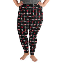 Load image into Gallery viewer, Plus Size Skull Hearts Leggings Red &amp; Purple

