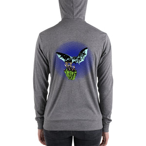 Night Flight Bats & Flowers zip hoodie