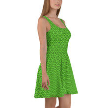 Load image into Gallery viewer, Triskele Skater Dress Lime Green &amp; Black
