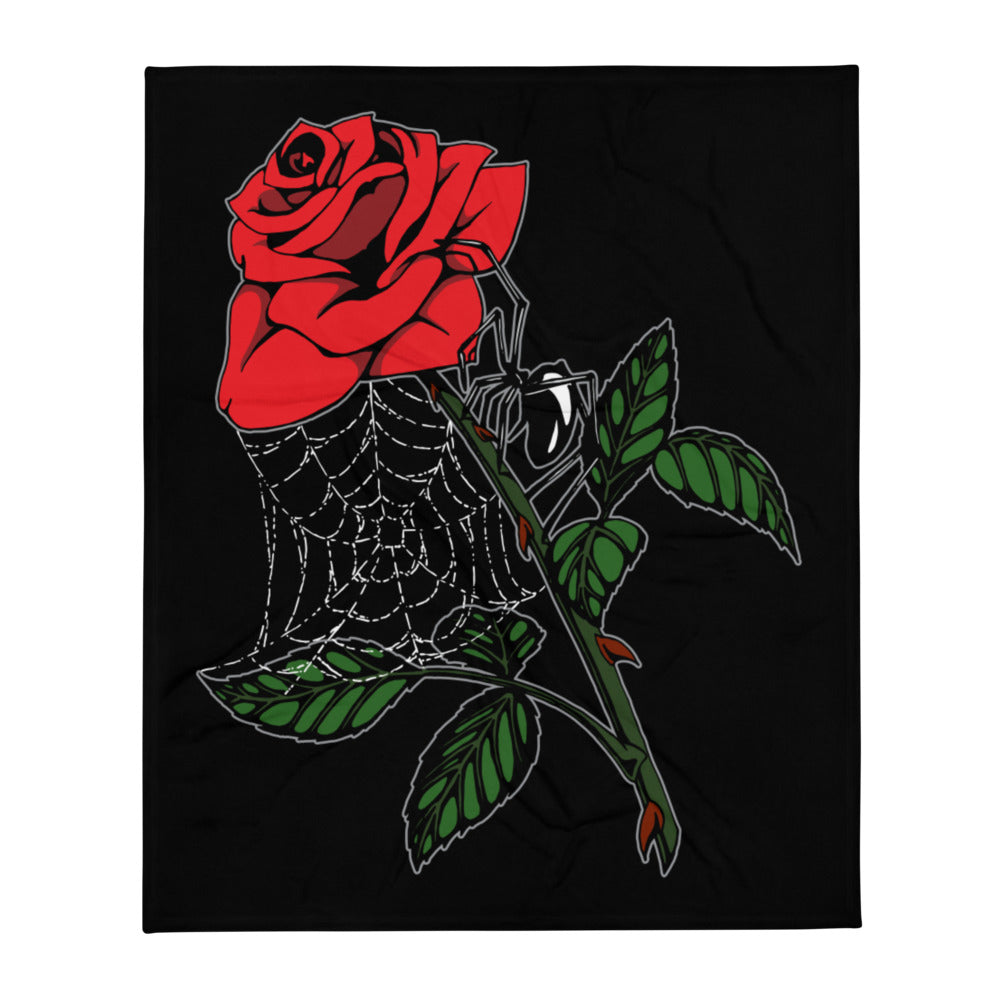 The Spider's Rose Throw Blanket
