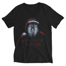 Load image into Gallery viewer, When Your Sleeping - Sinister Santa V-Neck T-Shirt
