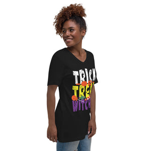 Trick or Treat Witches! Short Sleeve V-Neck T-Shirt
