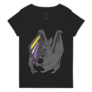 Pride Bat - NonBinary Pride Recycled V-Neck T-Shirt