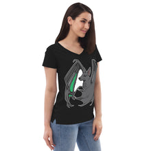 Load image into Gallery viewer, Pride Bat - Agender Pride Recycled V-Neck T-Shirt
