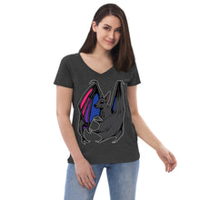 Load image into Gallery viewer, Pride Bat - Bi Pride Recycled V-Neck T-Shirt
