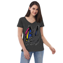 Load image into Gallery viewer, Pride Bat - Pan Pride Recycled V-Neck T-Shirt

