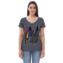 Load image into Gallery viewer, Pride Bat - Pan Pride Recycled V-Neck T-Shirt
