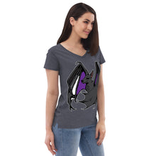 Load image into Gallery viewer, Pride Bat - Ace Pride Recycled V-Neck T-Shirt

